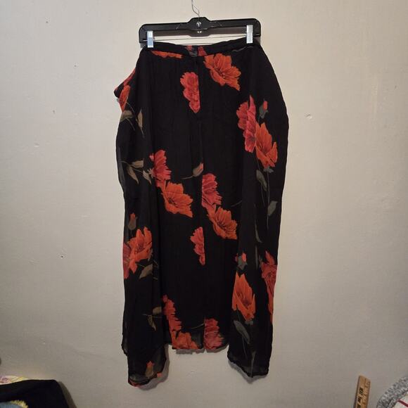Vtg 90s Y2K Dark Floral Skirt NWT Women Plus 3X Black Red Whimsigoth Grunge Goth - Picture 7 of 15